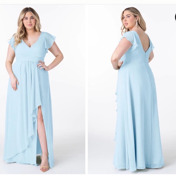Azazie Dresses & Skirts - Azazie Omari Bridesmaid Dress Sky Blue A-Line Chiffon